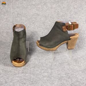 Dansko Reggie Slingback Block Heels Gray Leather Clog Open Toe Women's Size 39